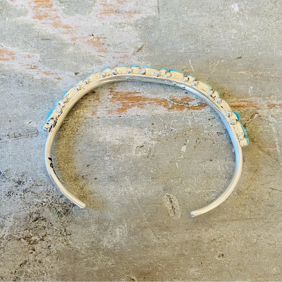 SOLD ♥️ Zuni ♥️ Elvira Kiyite Sterling Silver & Turquoise Stacker Cuff - Picture 8 of 15